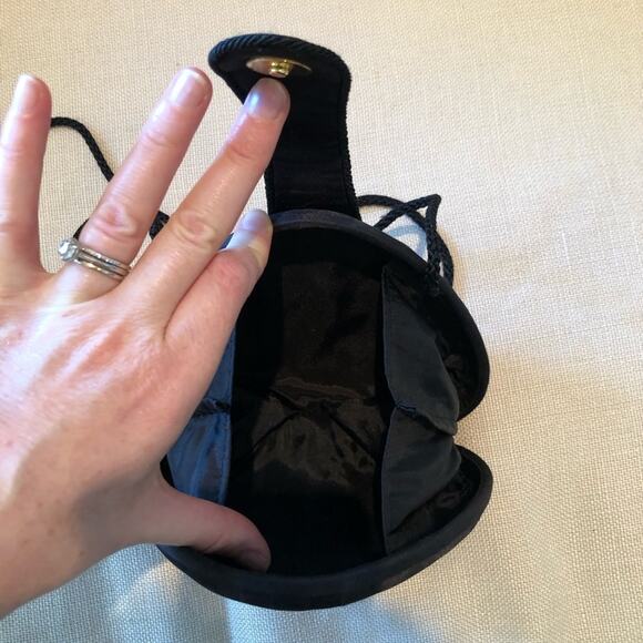 Vintage Black Satin Mini Evening Crossbody Bag - Picture 6 of 9